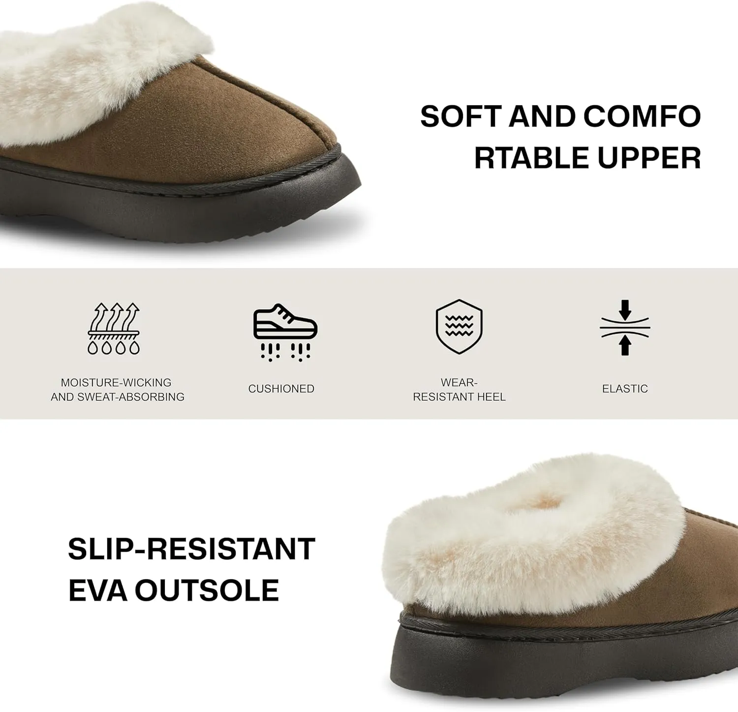 Women's Closed-back Slippers Comfy Outdoor Indoor House Shoes with Fuzzy Collar