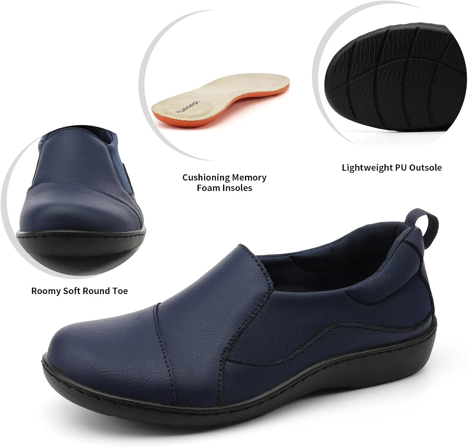 Women's Comfort Leather Loafers Cute Casual Slip On Lightweight Walking Flats Everyday Work Shoes