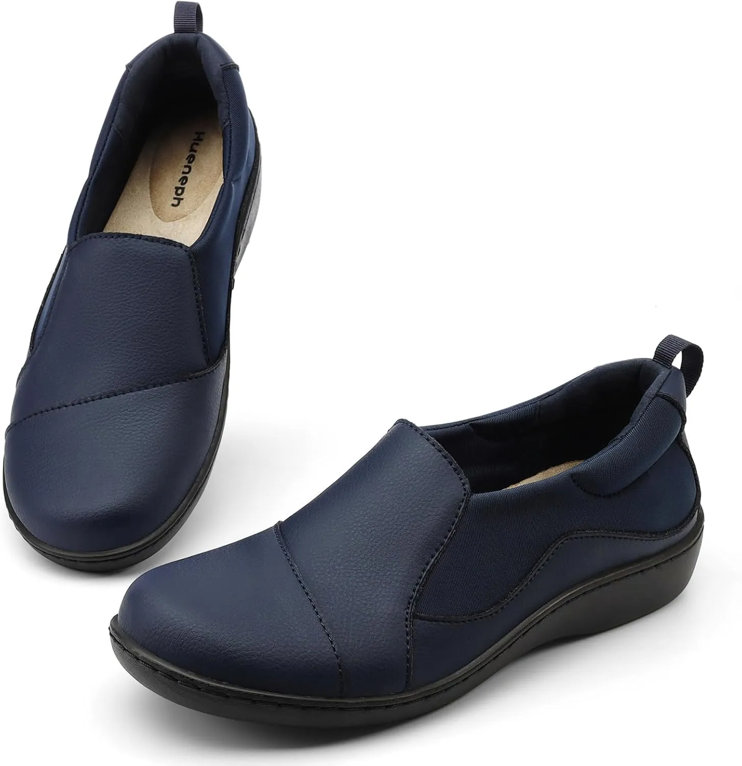 Women's Comfort Leather Loafers Cute Casual Slip On Lightweight Walking Flats Everyday Work Shoes