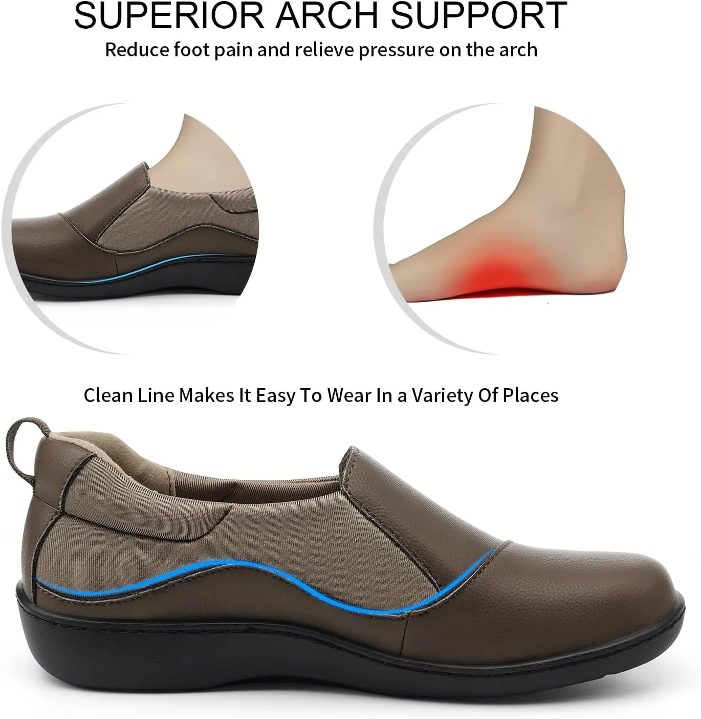 Women's Comfort Leather Loafers Cute Casual Slip On Lightweight Walking Flats Everyday Work Shoes
