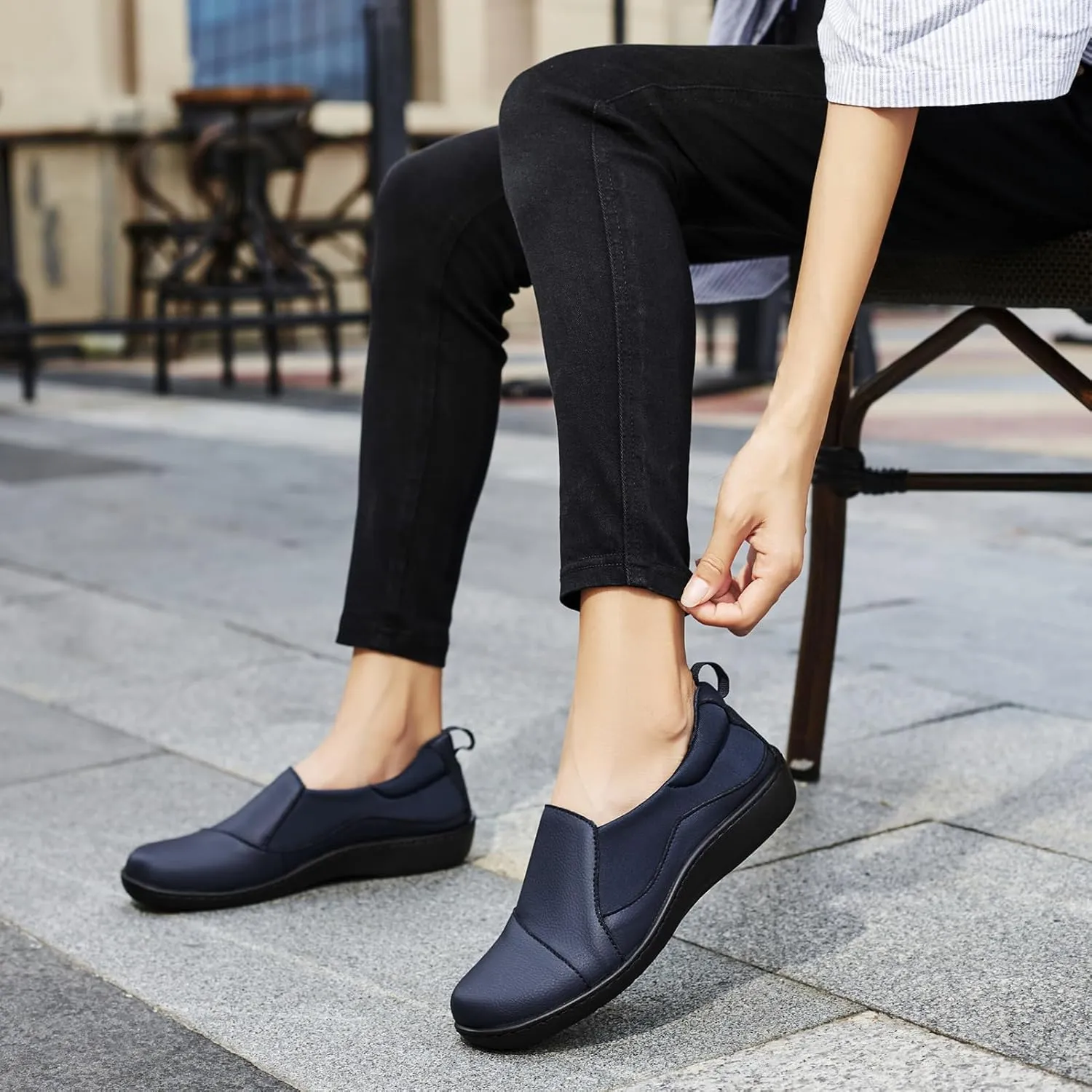 Women's Comfort Leather Loafers Cute Casual Slip On Lightweight Walking Flats Everyday Work Shoes