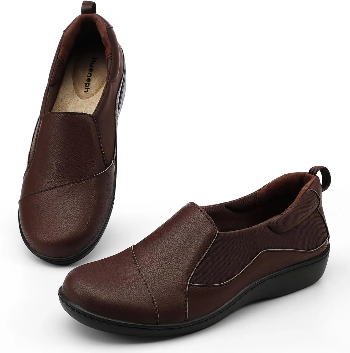 Women's Comfort Leather Loafers Cute Casual Slip On Lightweight Walking Flats Everyday Work Shoes