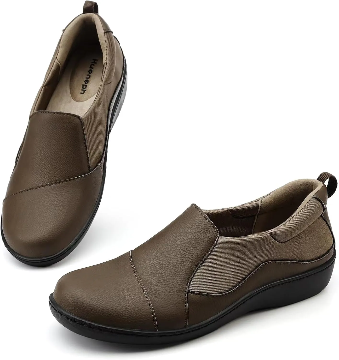 Women's Comfort Leather Loafers Cute Casual Slip On Lightweight Walking Flats Everyday Work Shoes