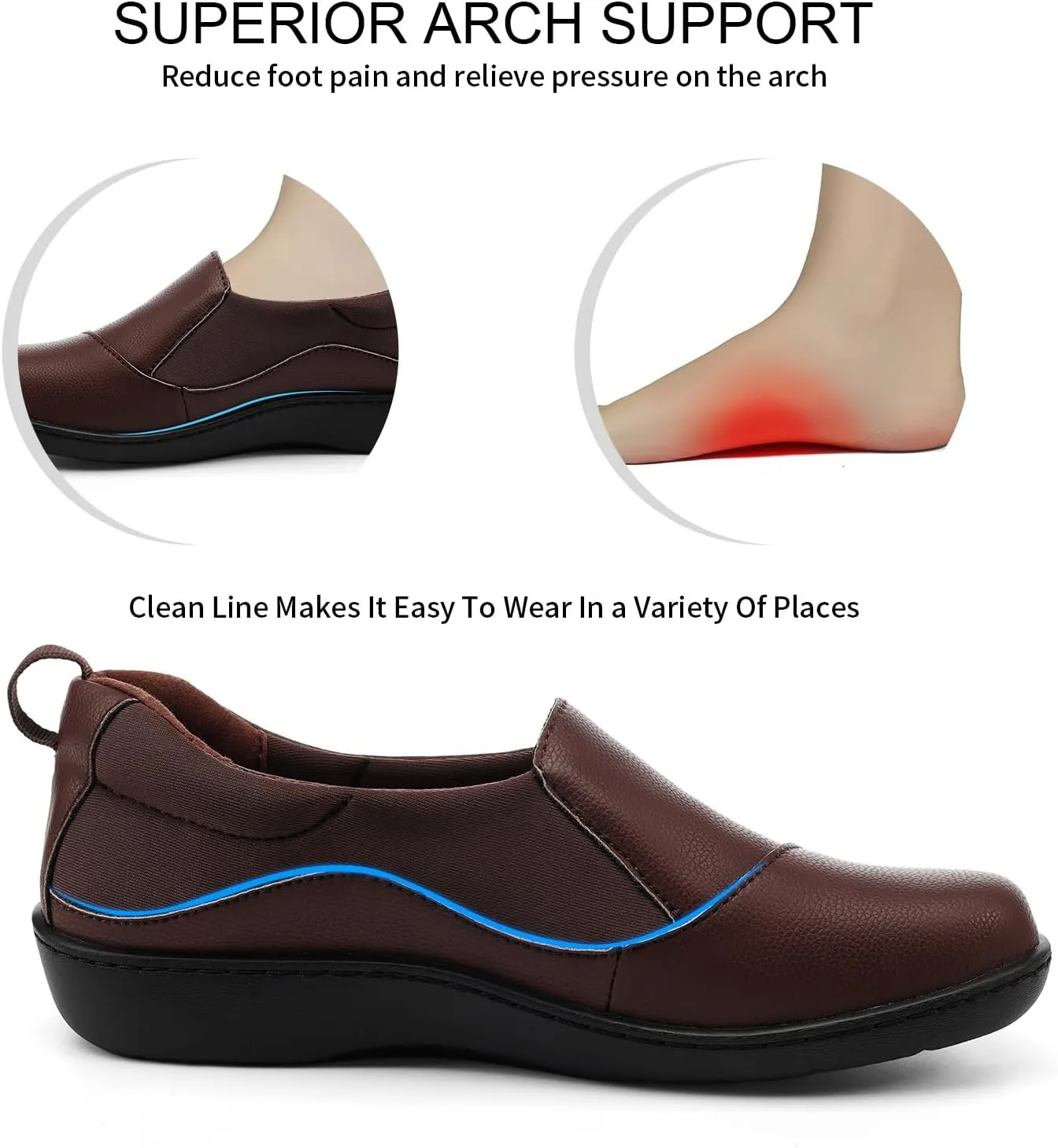 Women's Comfort Leather Loafers Cute Casual Slip On Lightweight Walking Flats Everyday Work Shoes