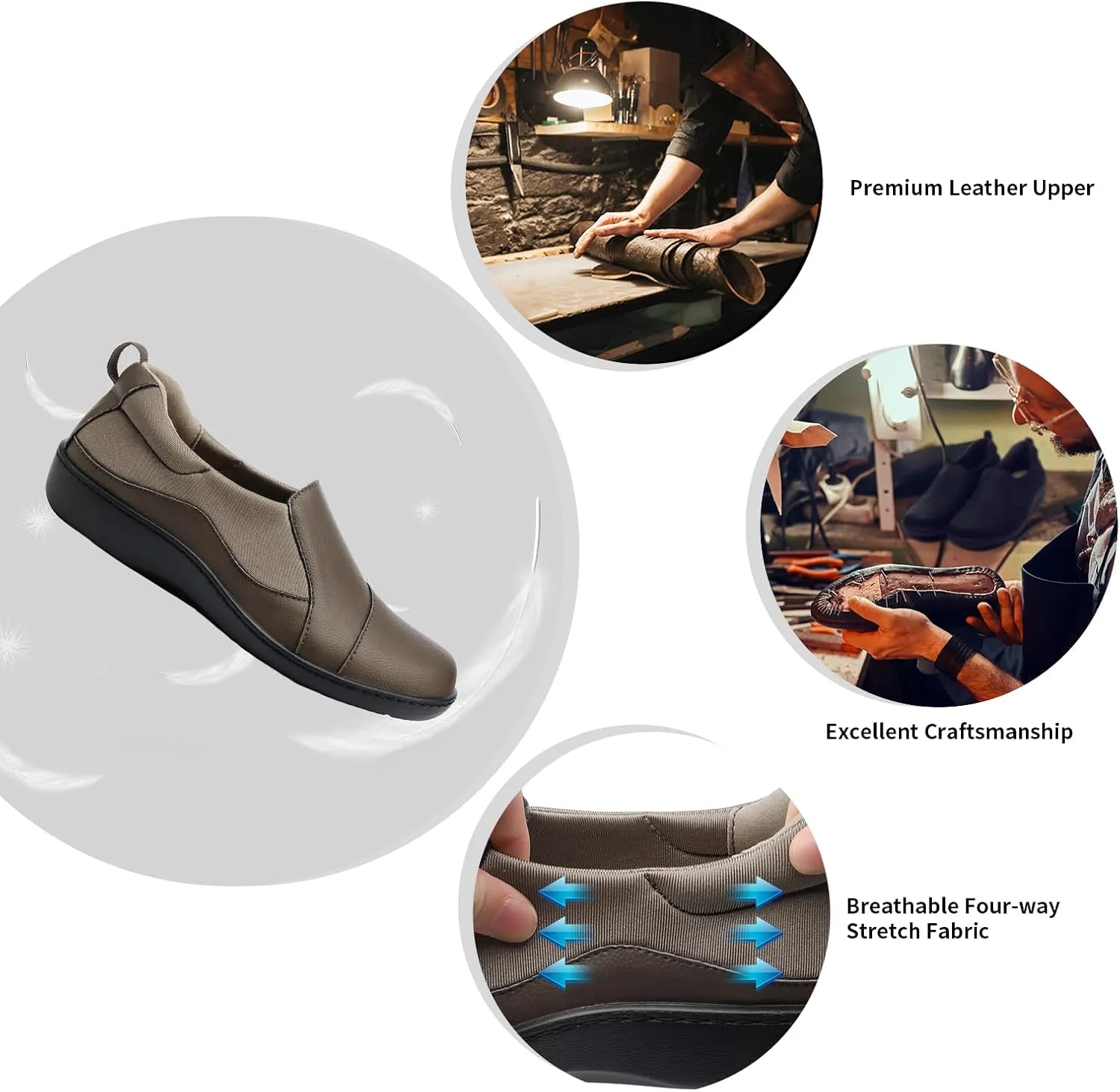 Women's Comfort Leather Loafers Cute Casual Slip On Lightweight Walking Flats Everyday Work Shoes