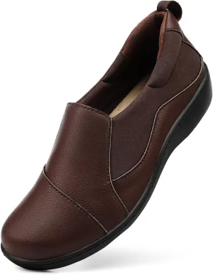 Women's Comfort Leather Loafers Cute Casual Slip On Lightweight Walking Flats Everyday Work Shoes