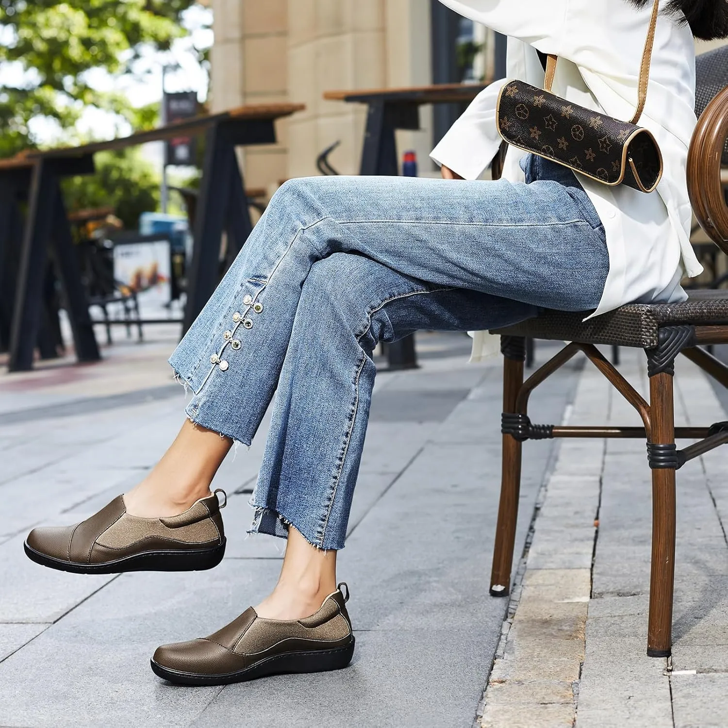 Women's Comfort Leather Loafers Cute Casual Slip On Lightweight Walking Flats Everyday Work Shoes