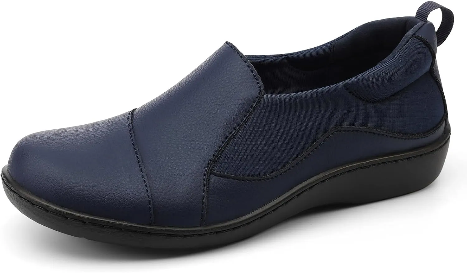 Women's Comfort Leather Loafers Cute Casual Slip On Lightweight Walking Flats Everyday Work Shoes