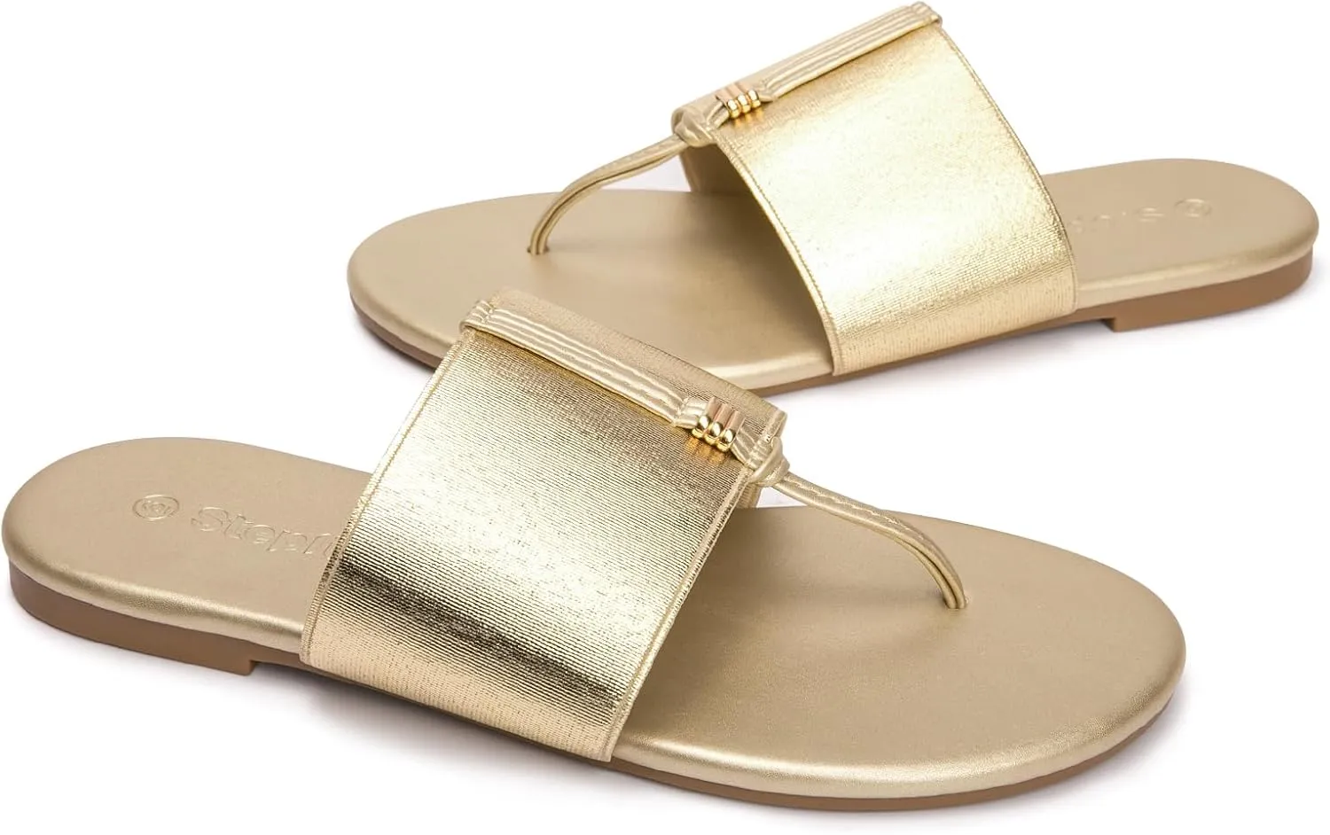 Women's Elastic T-Strap Sandals - Comfortable Slip-On Summer Flats, Stretchy Slide Sandals for Walking, Beach, and Casual Wear