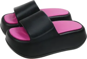 Women's EVA Round Open Toe Platform Cloud Pillow Slides Casual Slip On Comfort Lightweight Chunky Ultra Cushion House Slippers Summer Beach Walking Slide Sandals