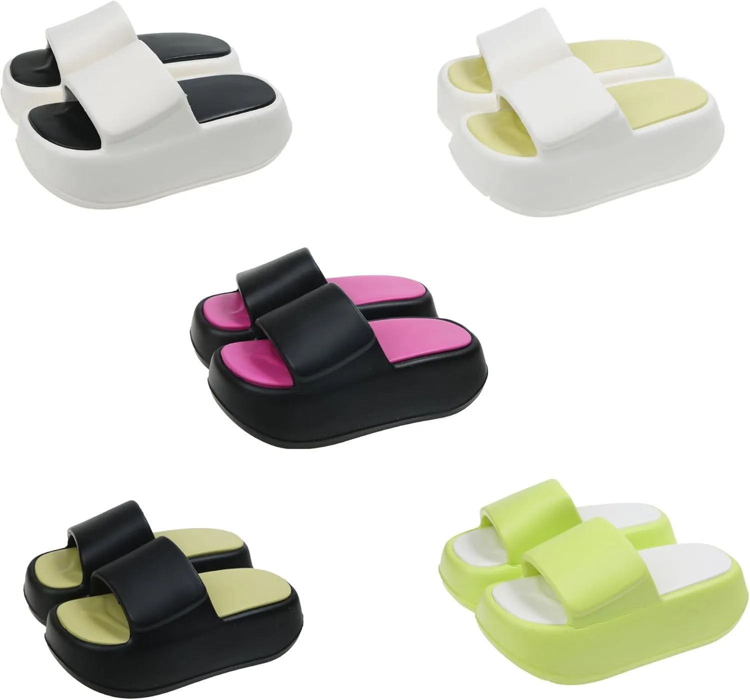 Women's EVA Round Open Toe Platform Cloud Pillow Slides Casual Slip On Comfort Lightweight Chunky Ultra Cushion House Slippers Summer Beach Walking Slide Sandals