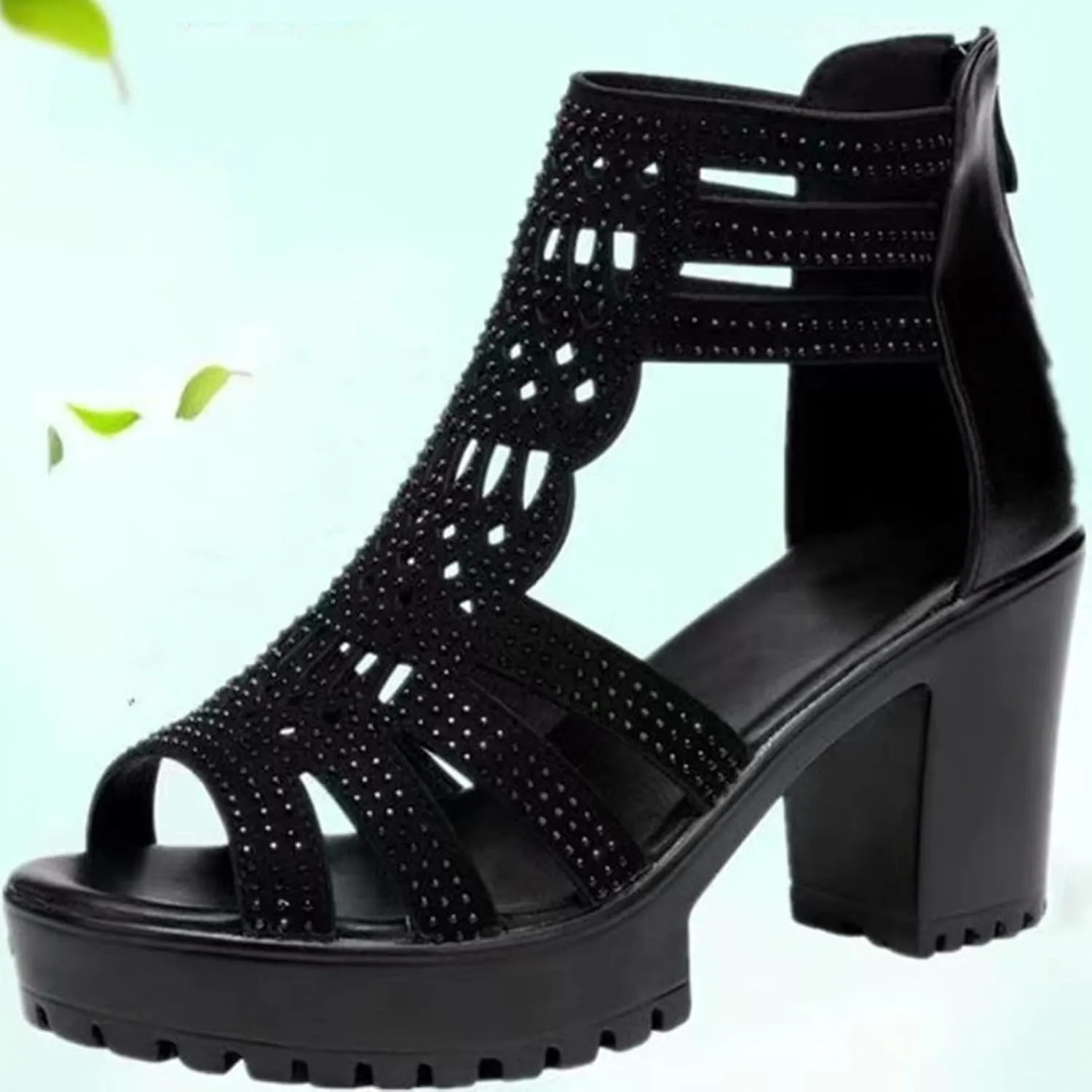 Women's Fashion Tall Thick Heel Design Block Chunky Heels Sandals Square Open Toe Ankle Strap Party Dress Pump Shoes Strappy Buckle Heeled Sandal