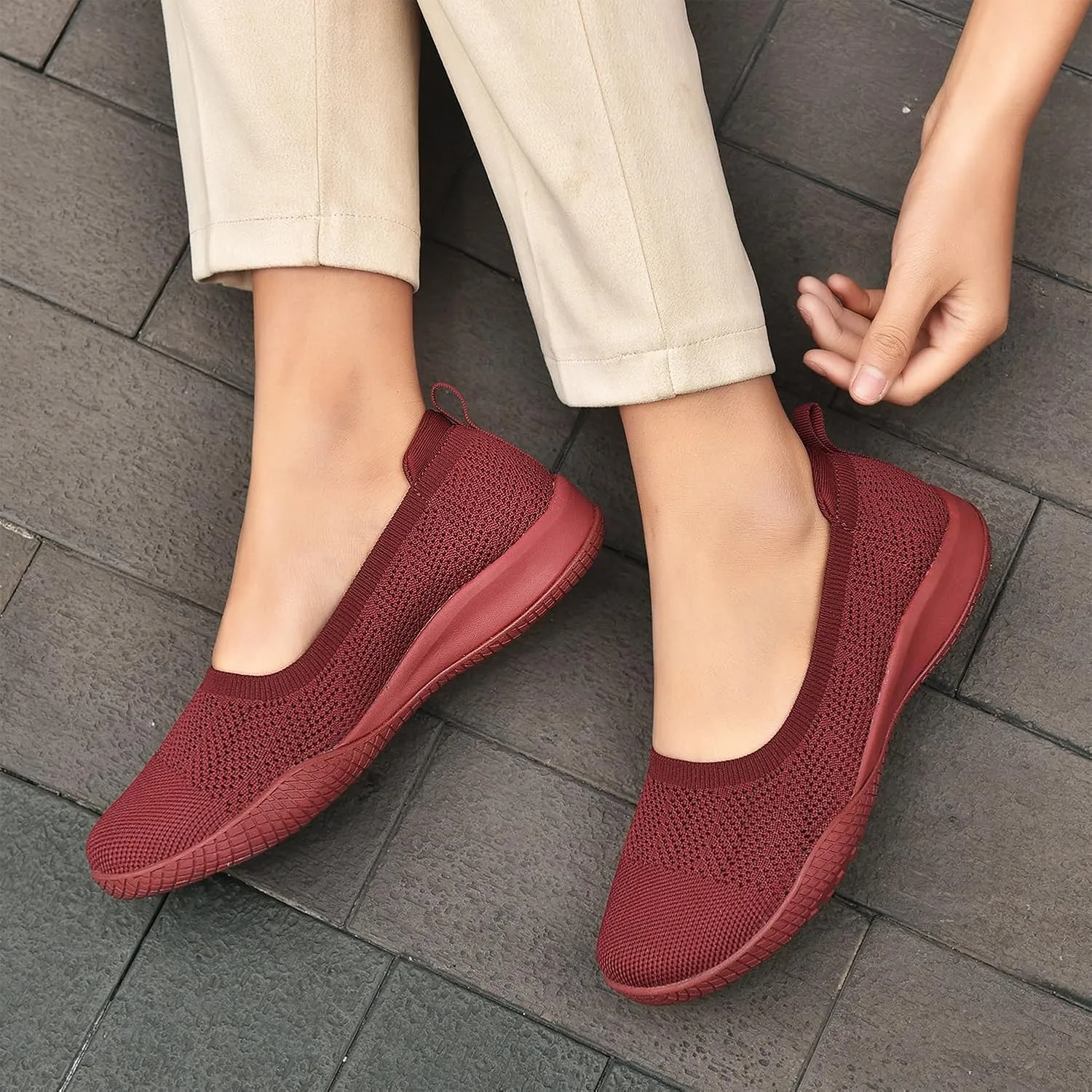 Women's Flats Slip On Go Walk Shoes for Women Comfortable Walking Sneakers Knit Low Wedge Dressy Ballet Shoes Zapatos para Mujer