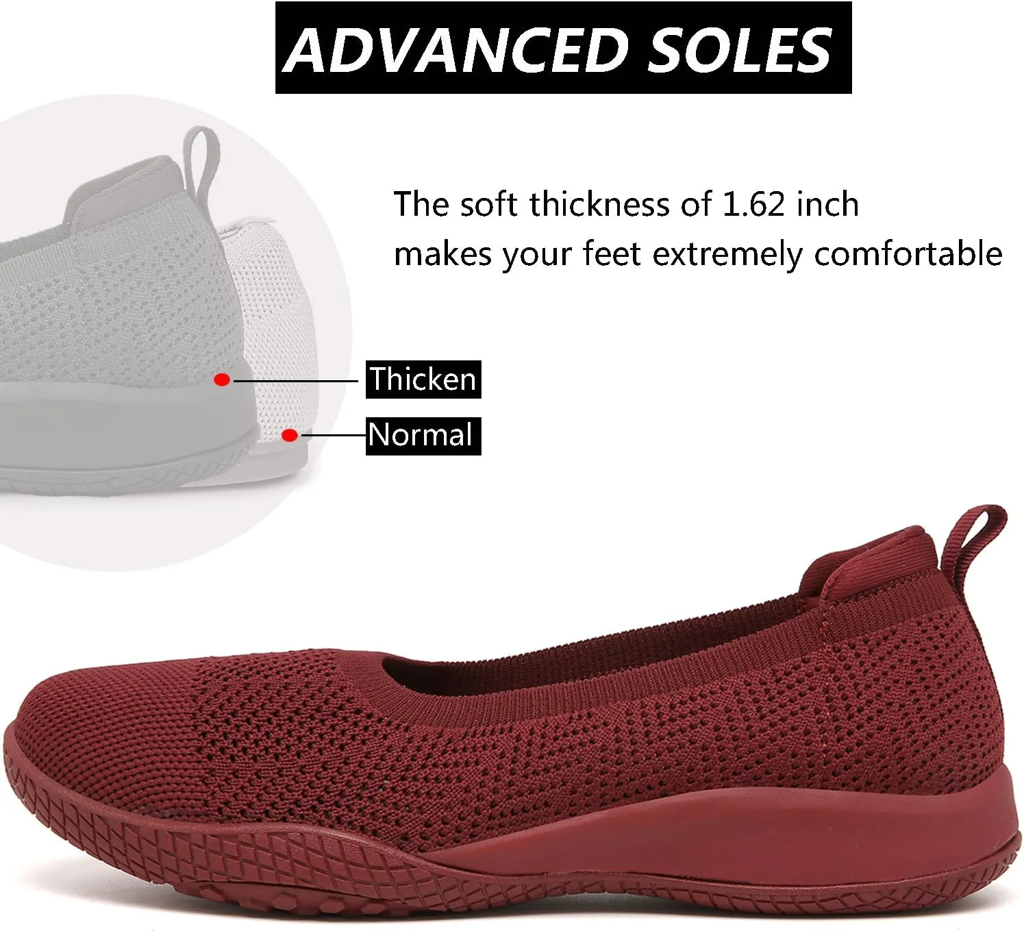 Women's Flats Slip On Go Walk Shoes for Women Comfortable Walking Sneakers Knit Low Wedge Dressy Ballet Shoes Zapatos para Mujer