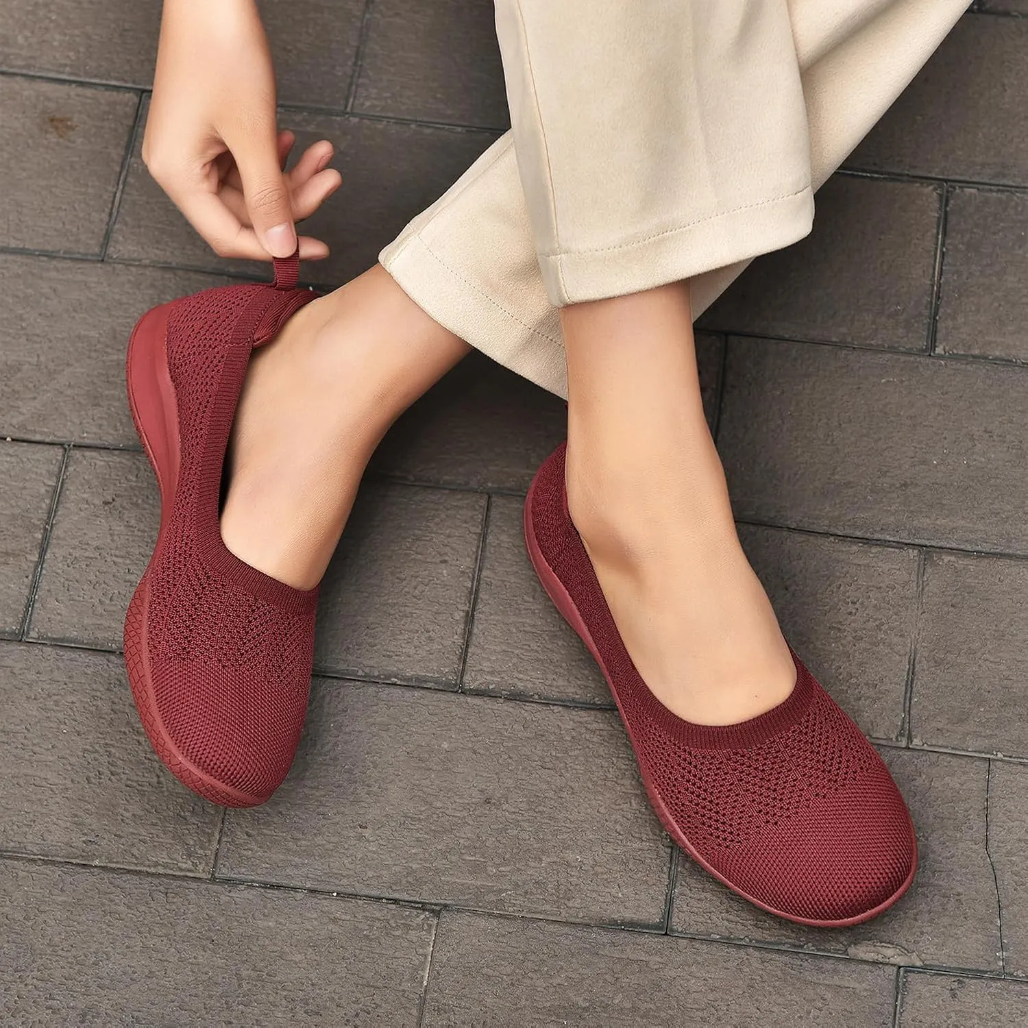Women's Flats Slip On Go Walk Shoes for Women Comfortable Walking Sneakers Knit Low Wedge Dressy Ballet Shoes Zapatos para Mujer