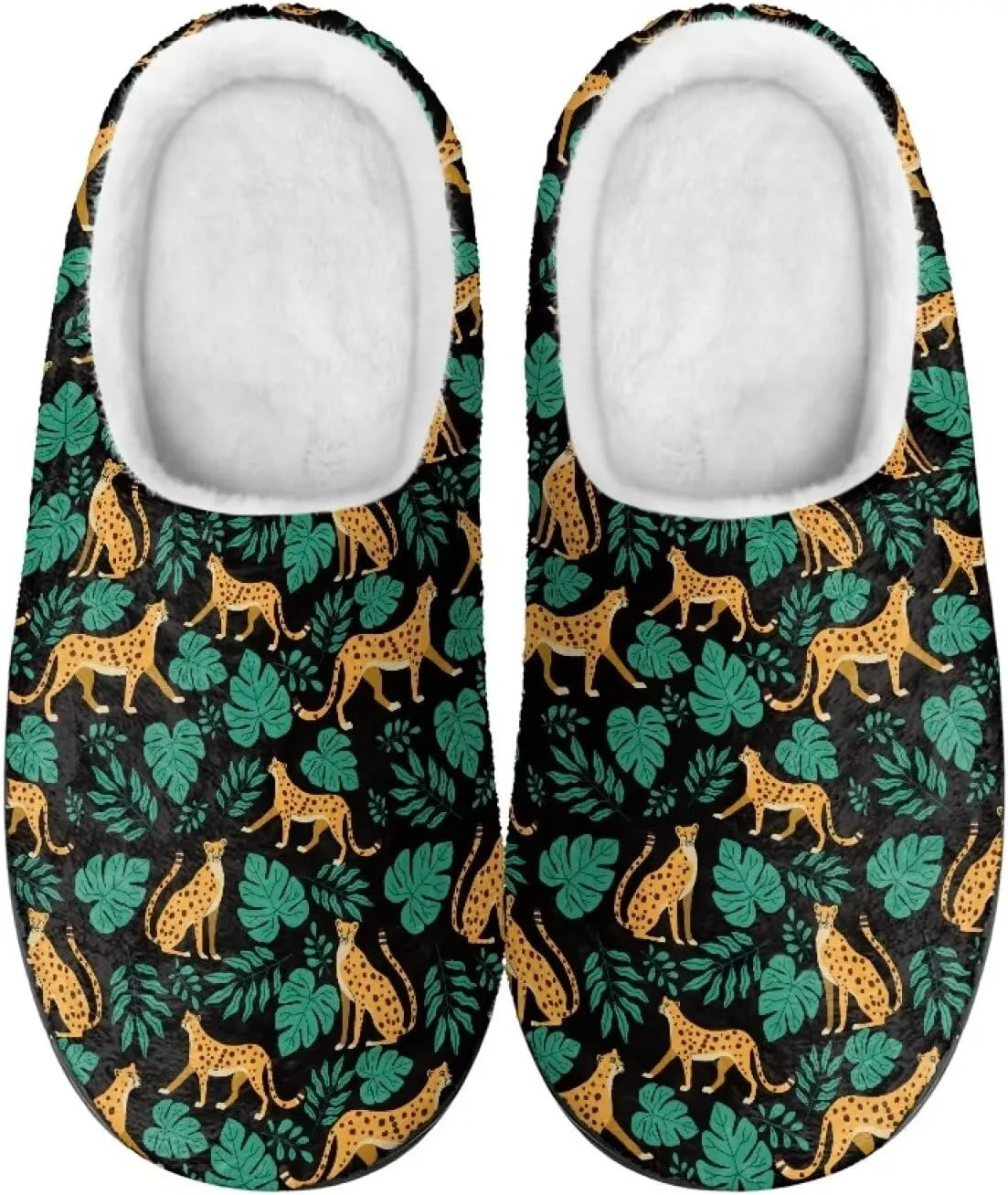 Women's Fuzzy Slip-on Slippers Warm Cozy Soft Lightweight Memory Foam Indoor House Shoes Size 34-50