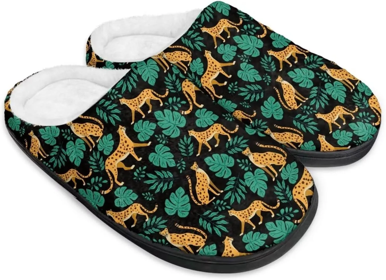 Women's Fuzzy Slip-on Slippers Warm Cozy Soft Lightweight Memory Foam Indoor House Shoes Size 34-50