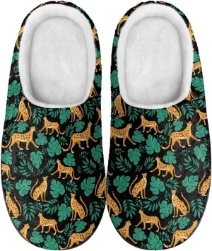 Women's Fuzzy Slip-on Slippers Warm Cozy Soft Lightweight Memory Foam Indoor House Shoes Size 34-50
