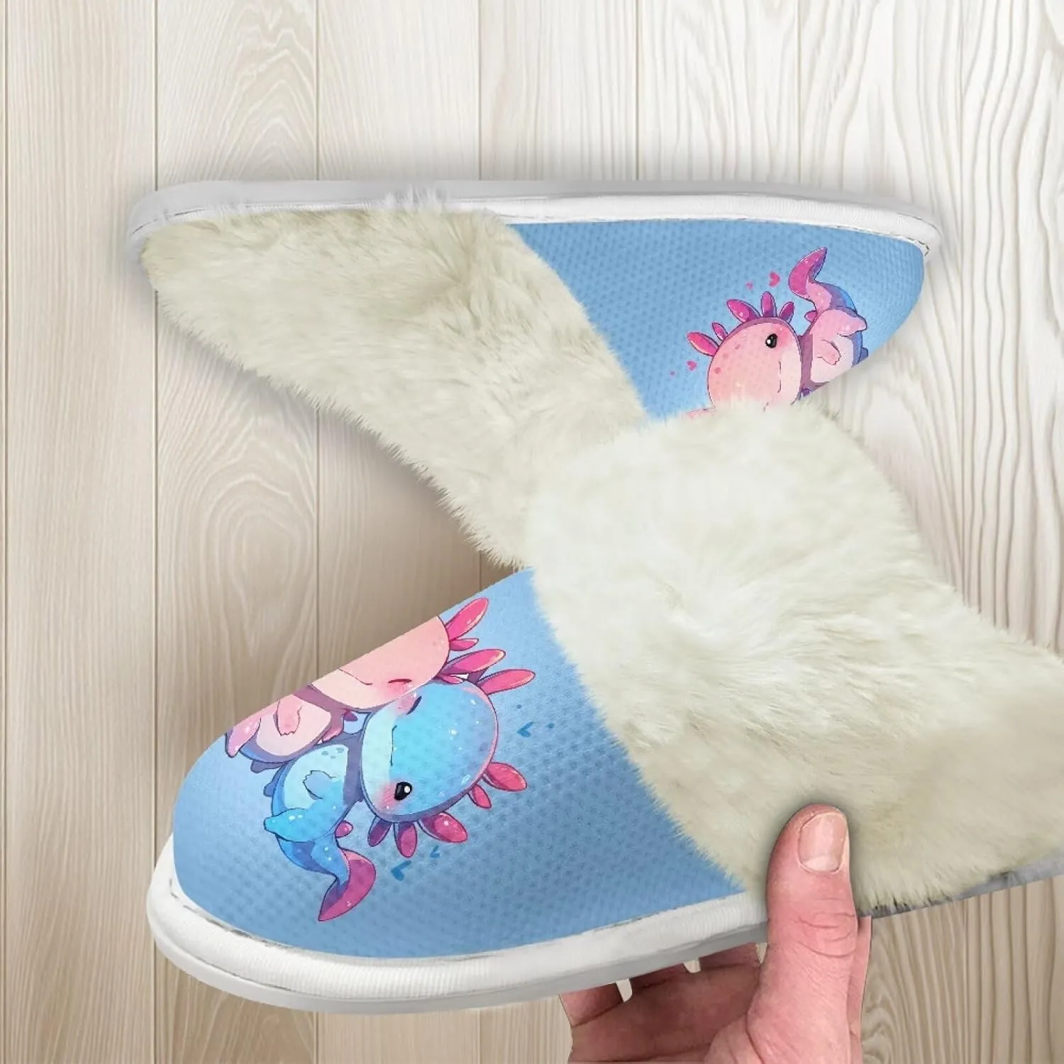 Womens Fuzzy Slippers with Warm Faux Fur Collar Bootie Slippers Comfortable Anti-Slip House Slippers Plush Lined Slide Sandal for All Seasons Shoes Winter House Shoes