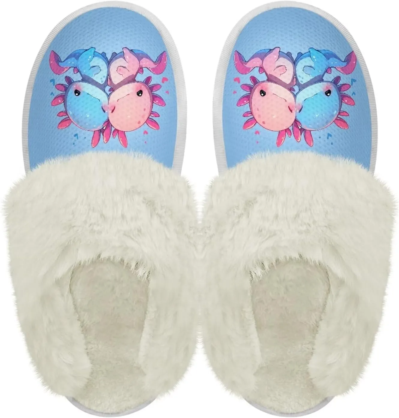 Womens Fuzzy Slippers with Warm Faux Fur Collar Bootie Slippers Comfortable Anti-Slip House Slippers Plush Lined Slide Sandal for All Seasons Shoes Winter House Shoes