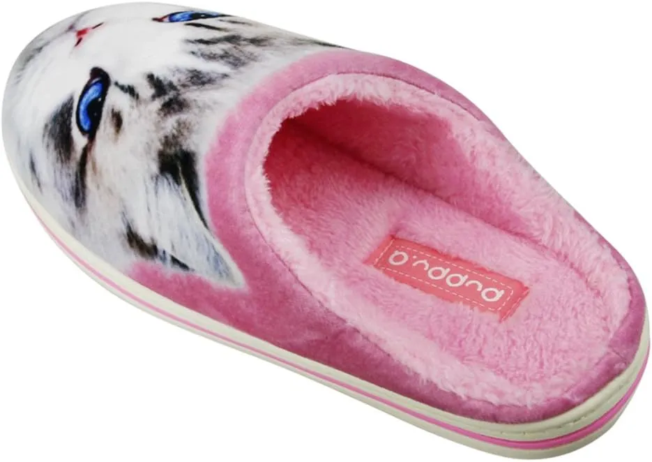 Womens Indoor Warm Fleece Slippers Ladies Girls Cartoon Winter Soft Cozy Booties Non-slip Plush Slip-on Shoes Ankle Boots