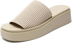 Women's knit platform sandal with Memory Foam