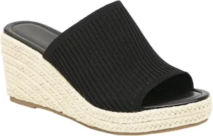 Womens Knit Wedge Platform Sandals Classic Fish Mouth Open Toe Slip On Slide Sandals Summer Soft Cute Beach Anti-Slip Slippers