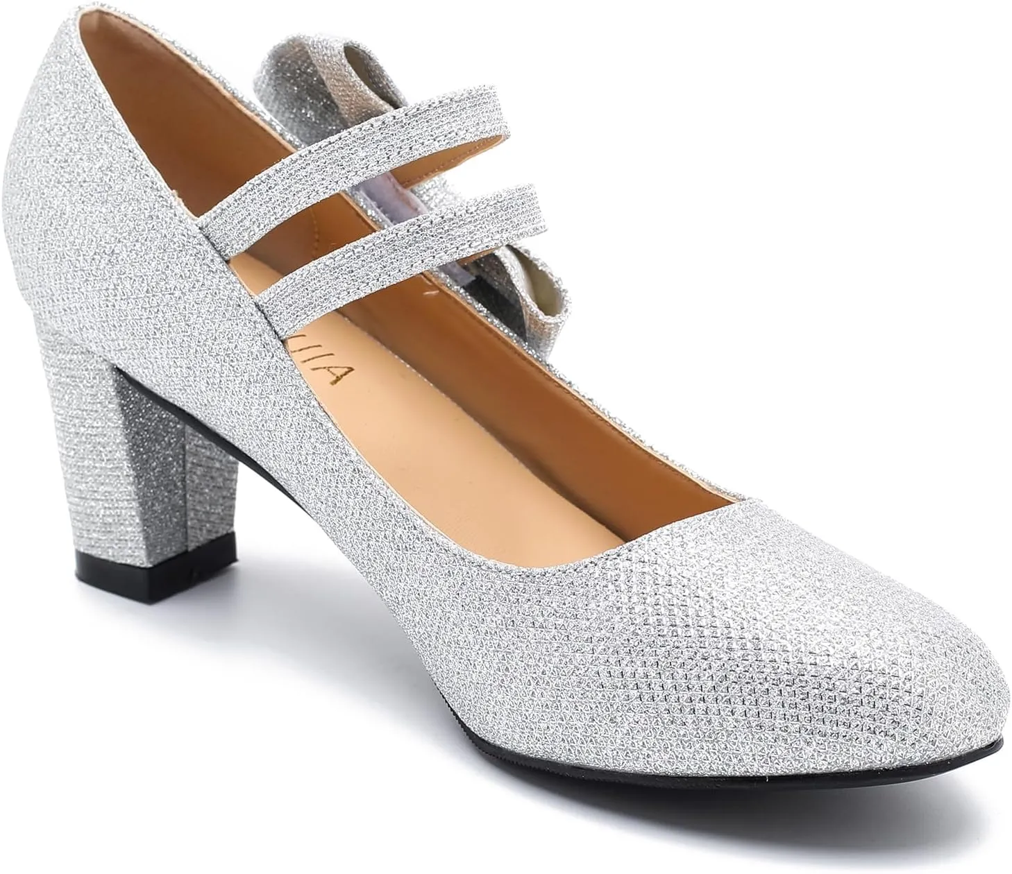 Women's Mary Jane Heels with Bow Low Heels Closed Chunky Block Double Ankle Strap Pumps Wedding Office Work Dress Shoes