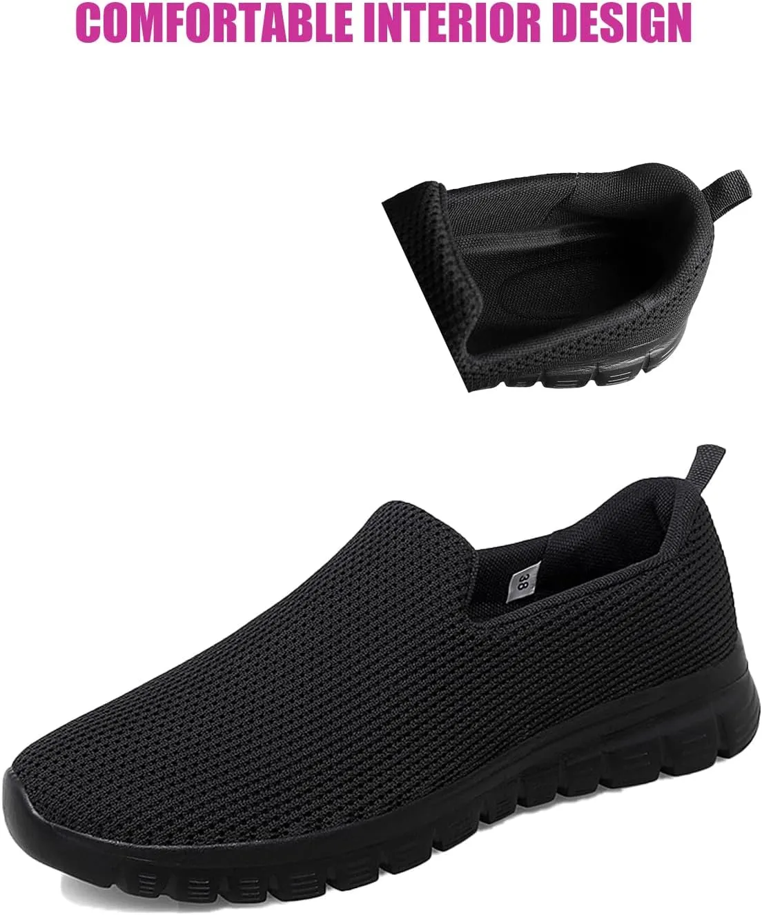 Women's Mesh Lightweight Loafers Fashion Breathable Casual Walking Shoes Slip On Soft Sole Comfortable Non-Slip Hiking Work Shoes