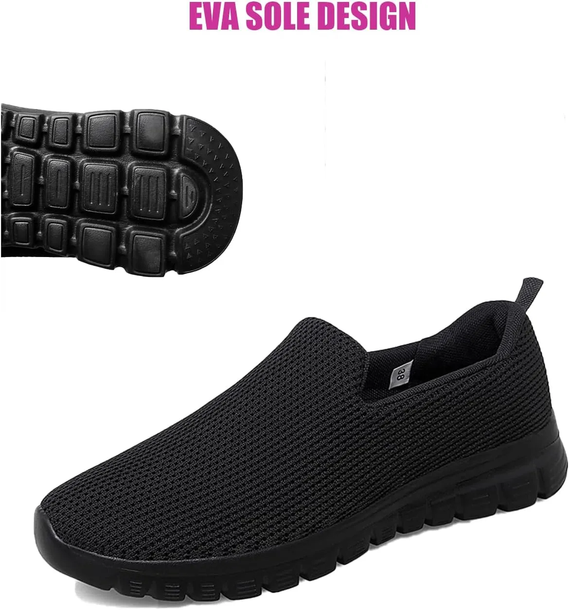 Women's Mesh Lightweight Loafers Fashion Breathable Casual Walking Shoes Slip On Soft Sole Comfortable Non-Slip Hiking Work Shoes