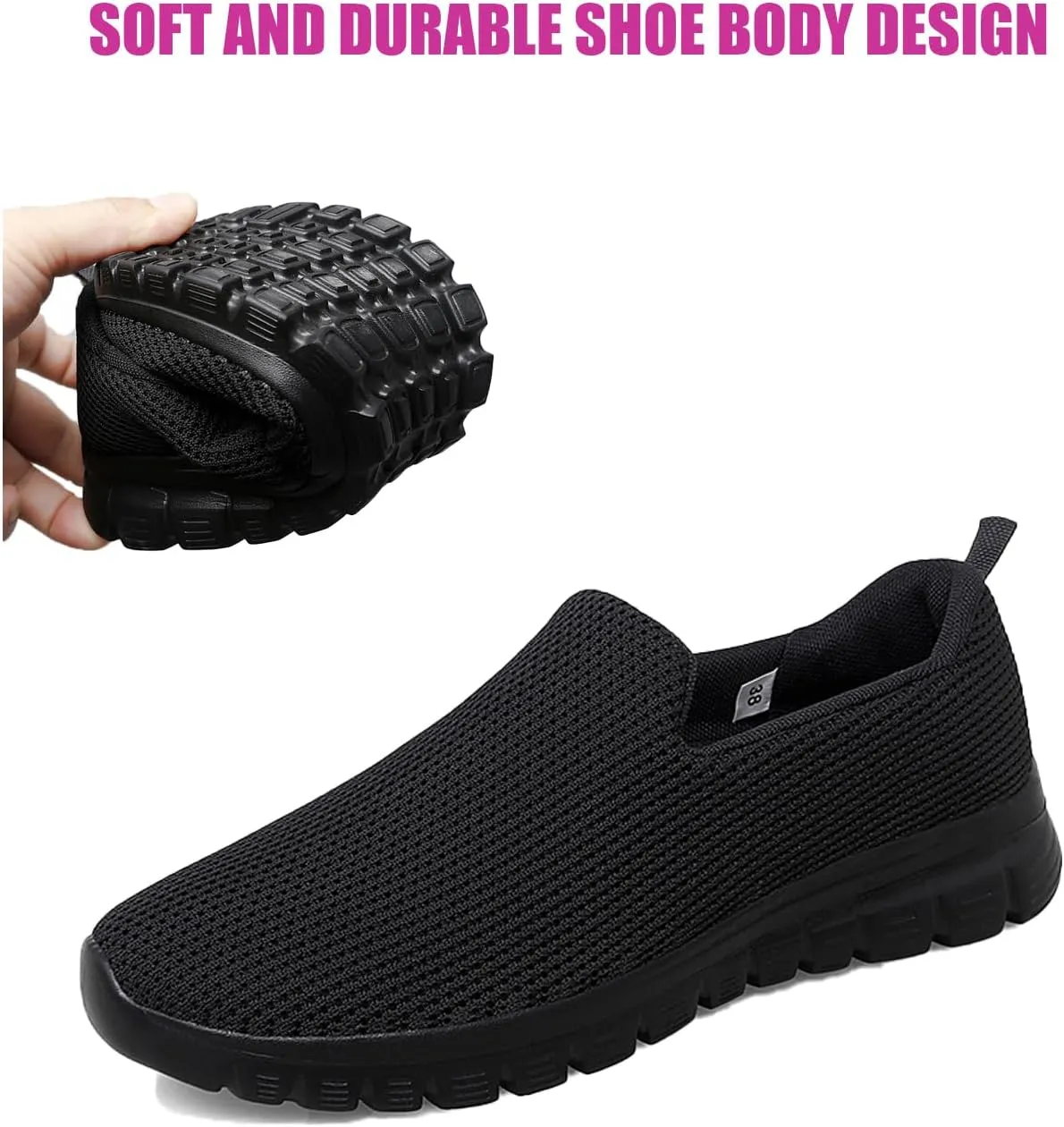 Women's Mesh Lightweight Loafers Fashion Breathable Casual Walking Shoes Slip On Soft Sole Comfortable Non-Slip Hiking Work Shoes