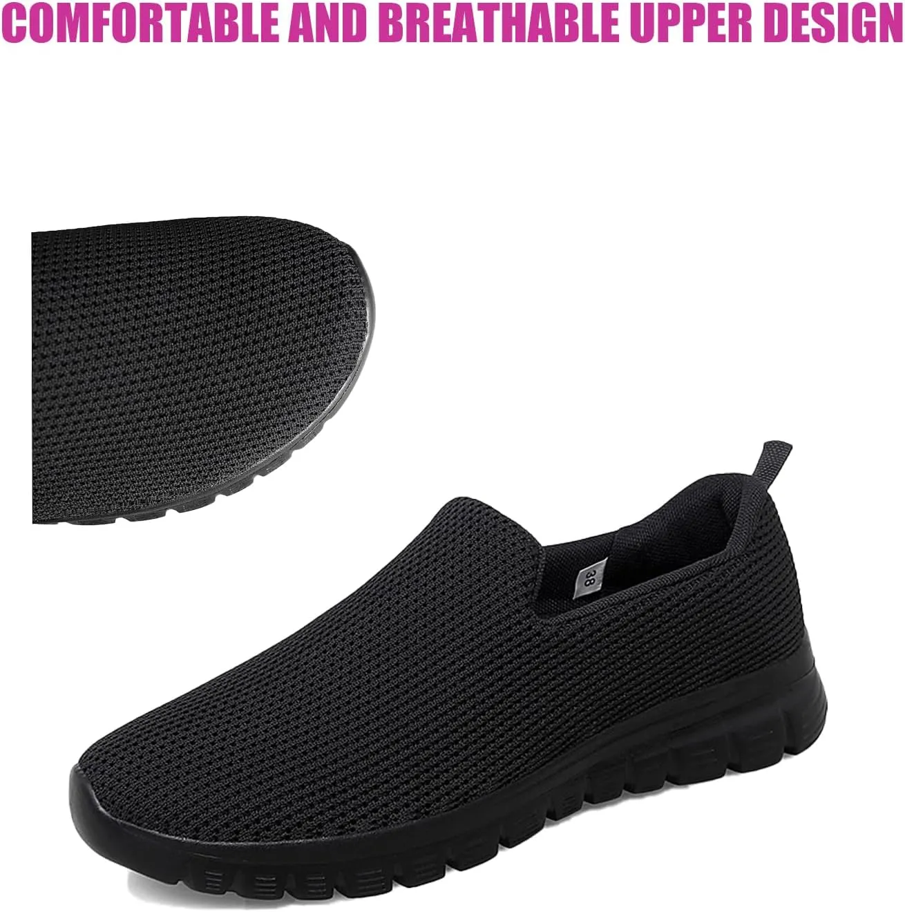 Women's Mesh Lightweight Loafers Fashion Breathable Casual Walking Shoes Slip On Soft Sole Comfortable Non-Slip Hiking Work Shoes