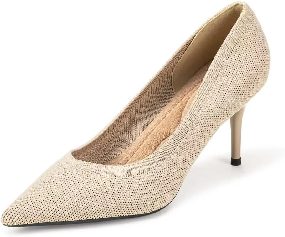 Women's Pumps Pointed Toe Kitten Heel Slip On Dressy Casual Shoes
