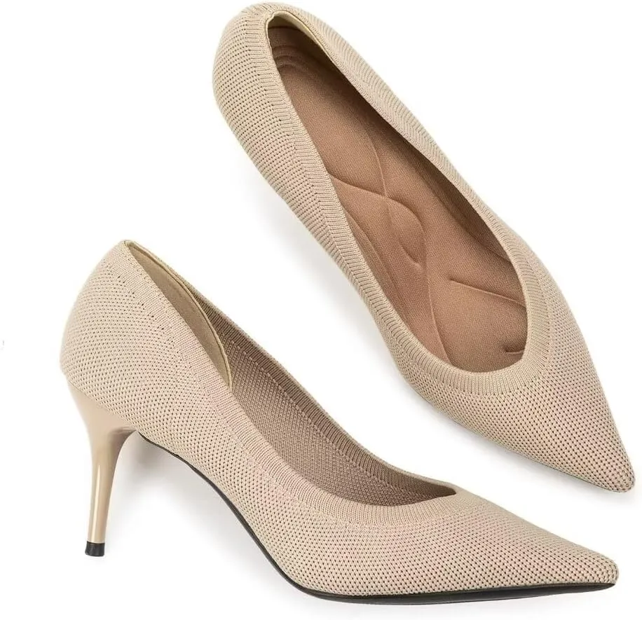 Women's Pumps Pointed Toe Kitten Heel Slip On Dressy Casual Shoes