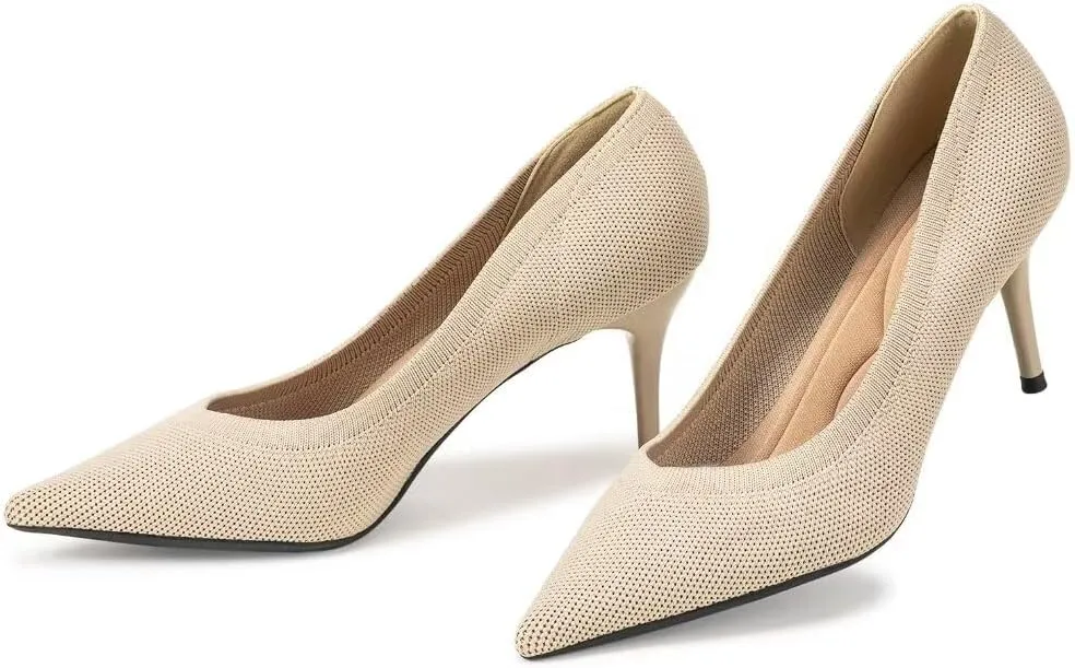 Women's Pumps Pointed Toe Kitten Heel Slip On Dressy Casual Shoes