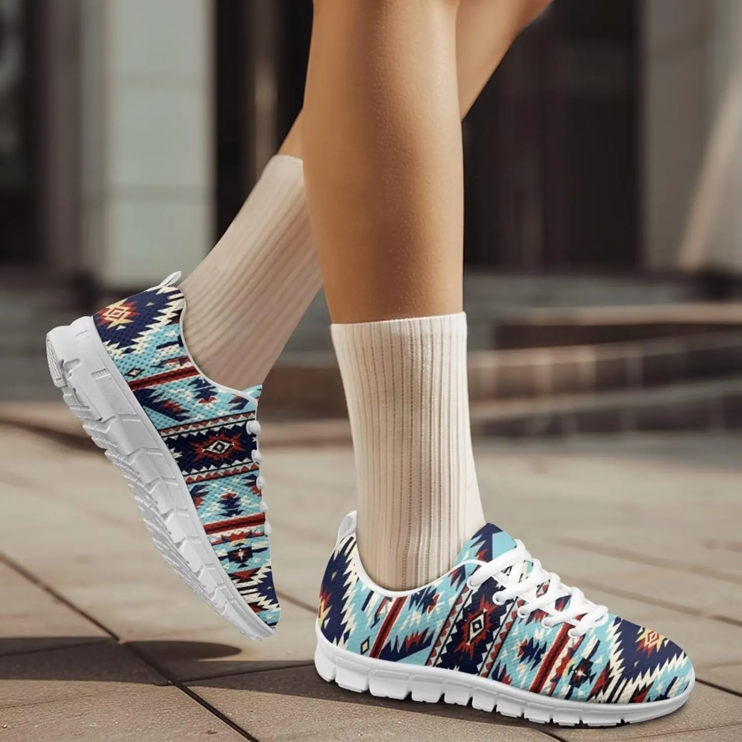 Women's Road Running Shoes Aztec Women Tennis Shoes Comfy Sneakers