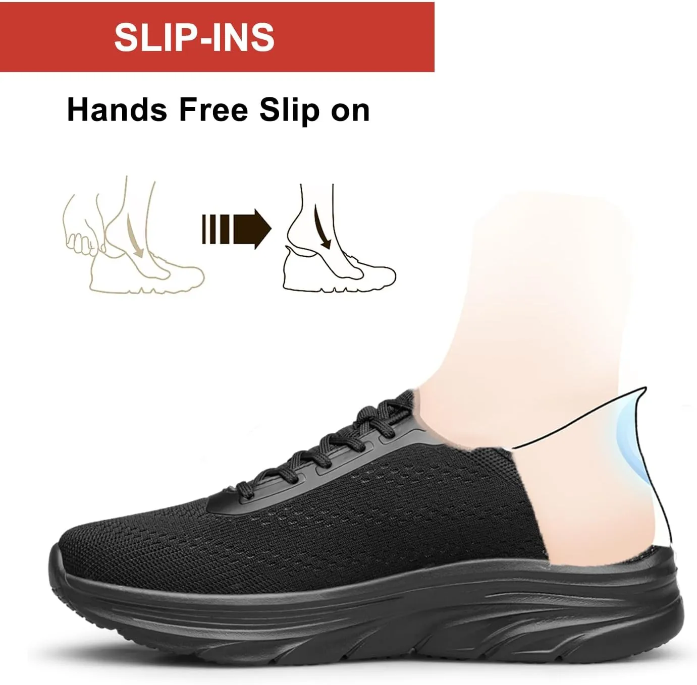 Women's Running Shoes Slip On Walking Shoes Lightweight Tennis Workout Gym Shoes Sneakers