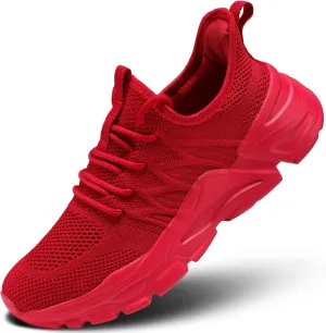 Womens Running Shoes Slip-on Walking Tennis Sneakers Lightweight Breathable Casual Soft Sole Mesh Workout Sports Shoes Red 8.5