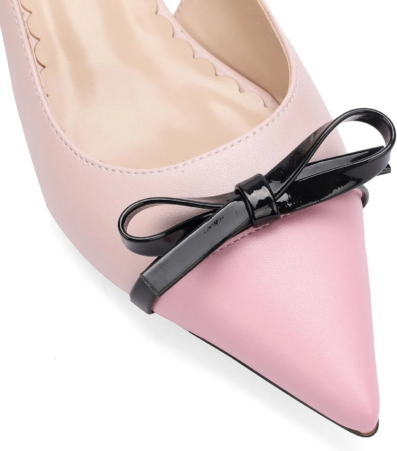 Women's Slingback Heels with Bow Cute Pumps with Pointy Toe Cap 2" Stiletto Kitten Heels for Designer Comfy Dress Shoes