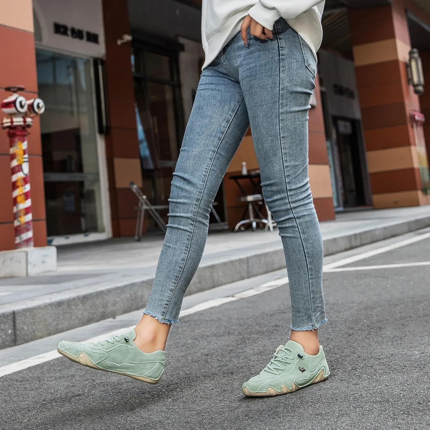 Women's Ultra-Light Soft Walking Shoes Italian Handmade Sneakers Breathable Non Slip Beck Shoes Comfort Casual Barefoot Shoes for Outdoor and Urban Life(Light Green,US 10)