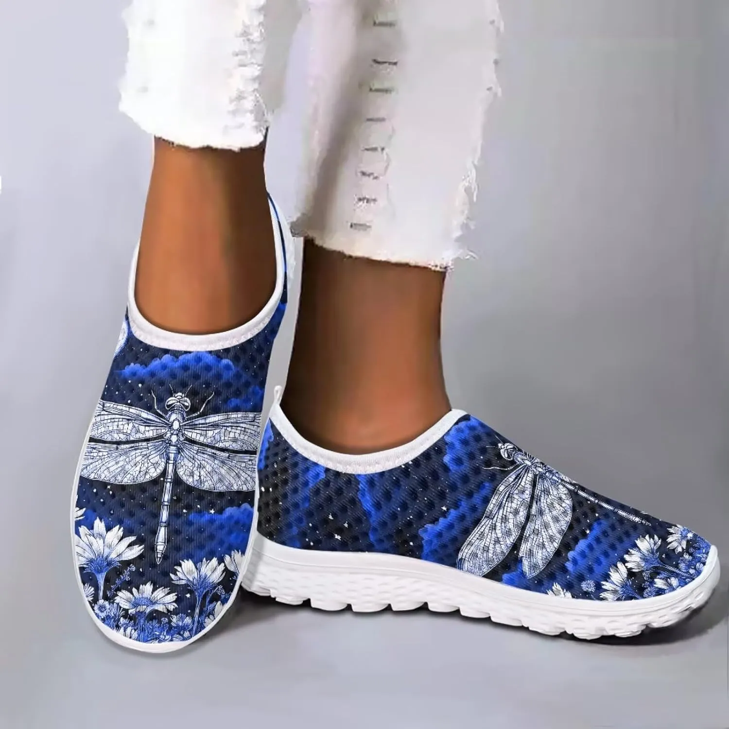 Womens Walking Shoes Slip-on Leisure Shoe Lightweight Breathable Casual Soft Sole Ladies Mesh Dog Walking Shoes