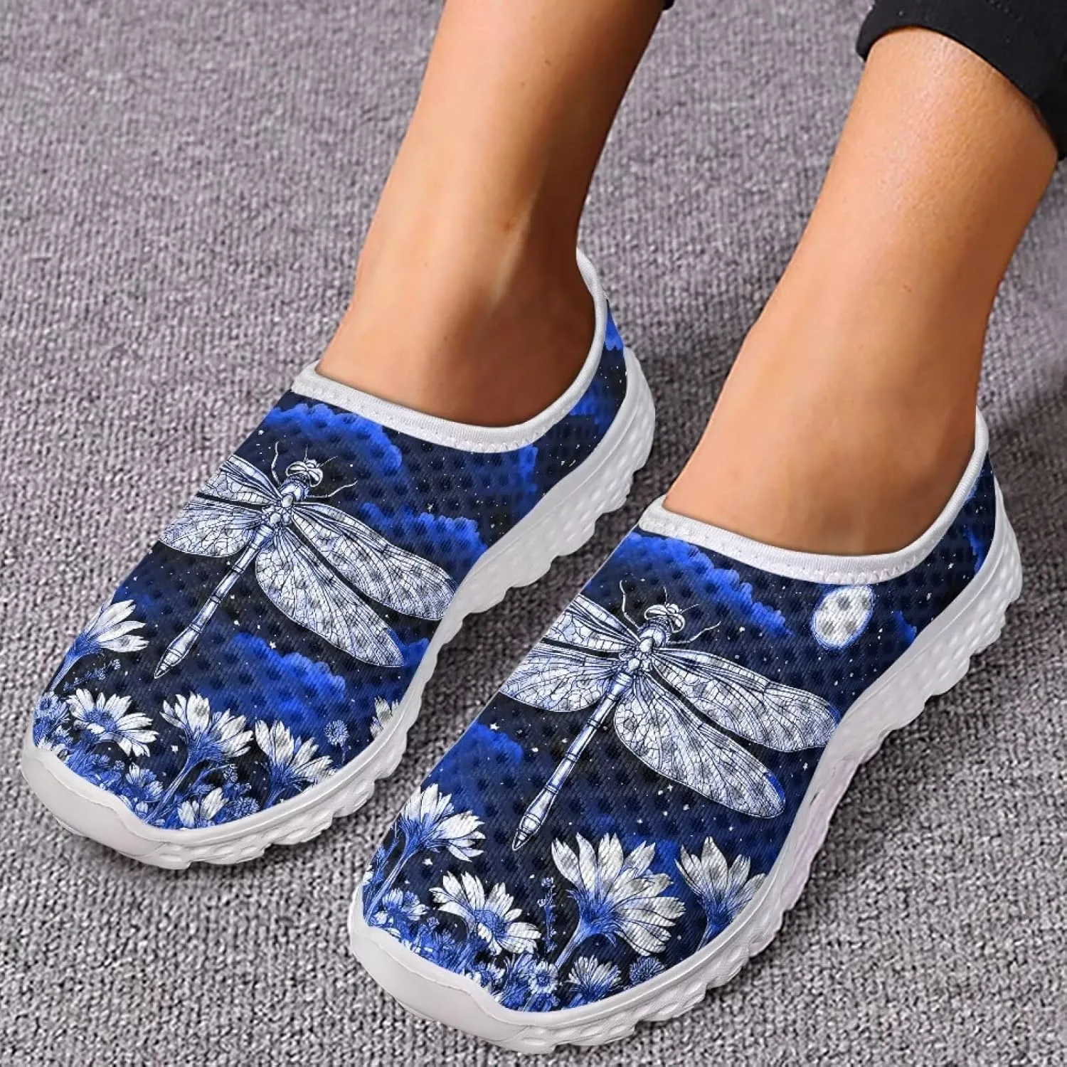 Womens Walking Shoes Slip-on Leisure Shoe Lightweight Breathable Casual Soft Sole Ladies Mesh Dog Walking Shoes