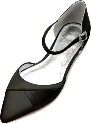 Women's Wedding Shoes for Bride Flats Satin Closed Pointed Toe Satin Bridal Dressy Shoes