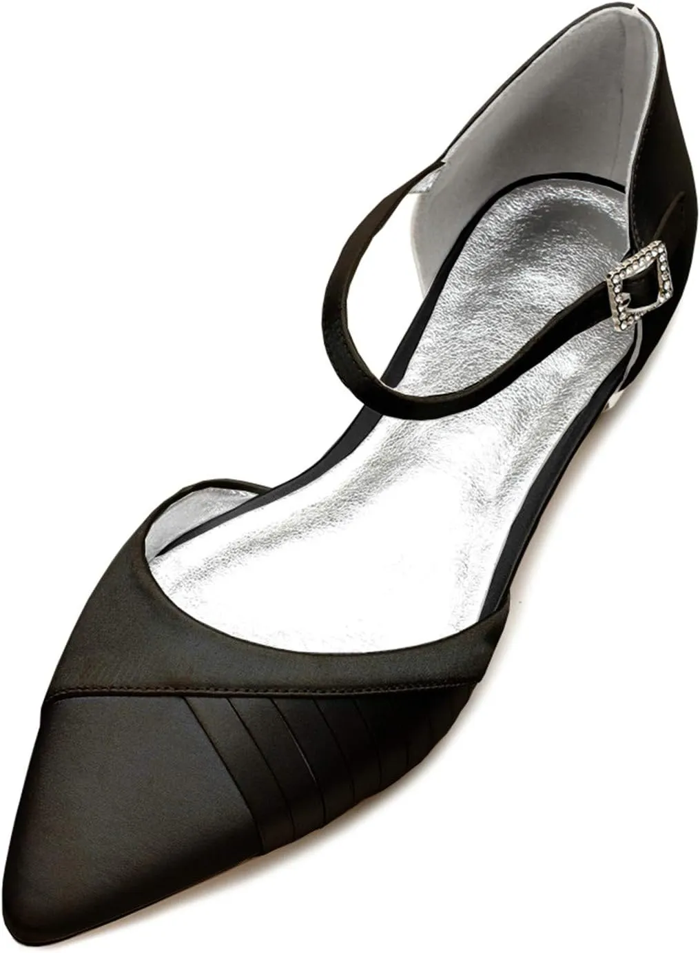 Women's Wedding Shoes for Bride Flats Satin Closed Pointed Toe Satin Bridal Dressy Shoes