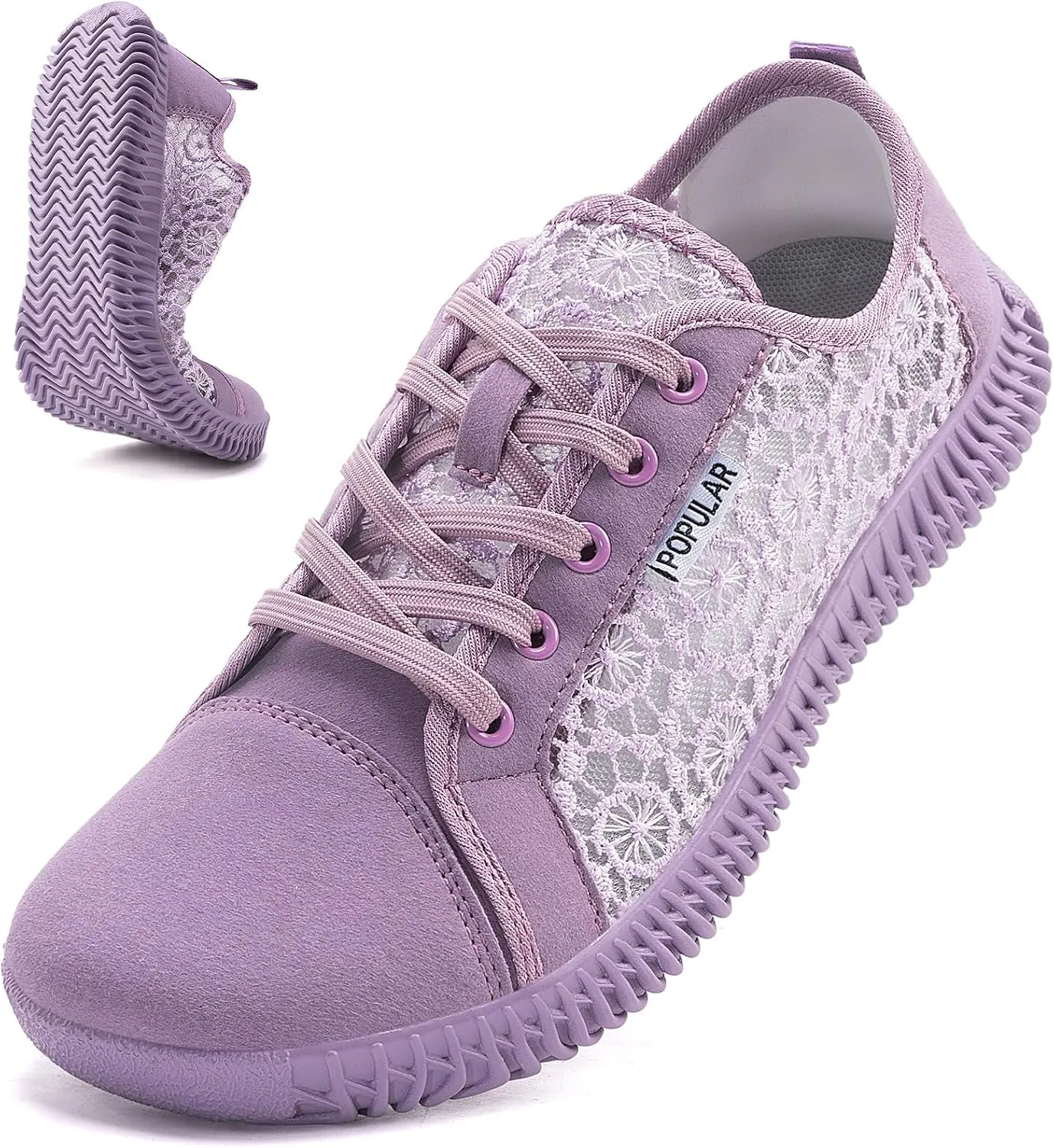 Women's Wide Toe Box Shoes Zero Drop Non Slip Extra Wide Width Fashion Sneakers Ultra Light Breathable Walking Shoes Casual Sneakers for Travel Work Trainers