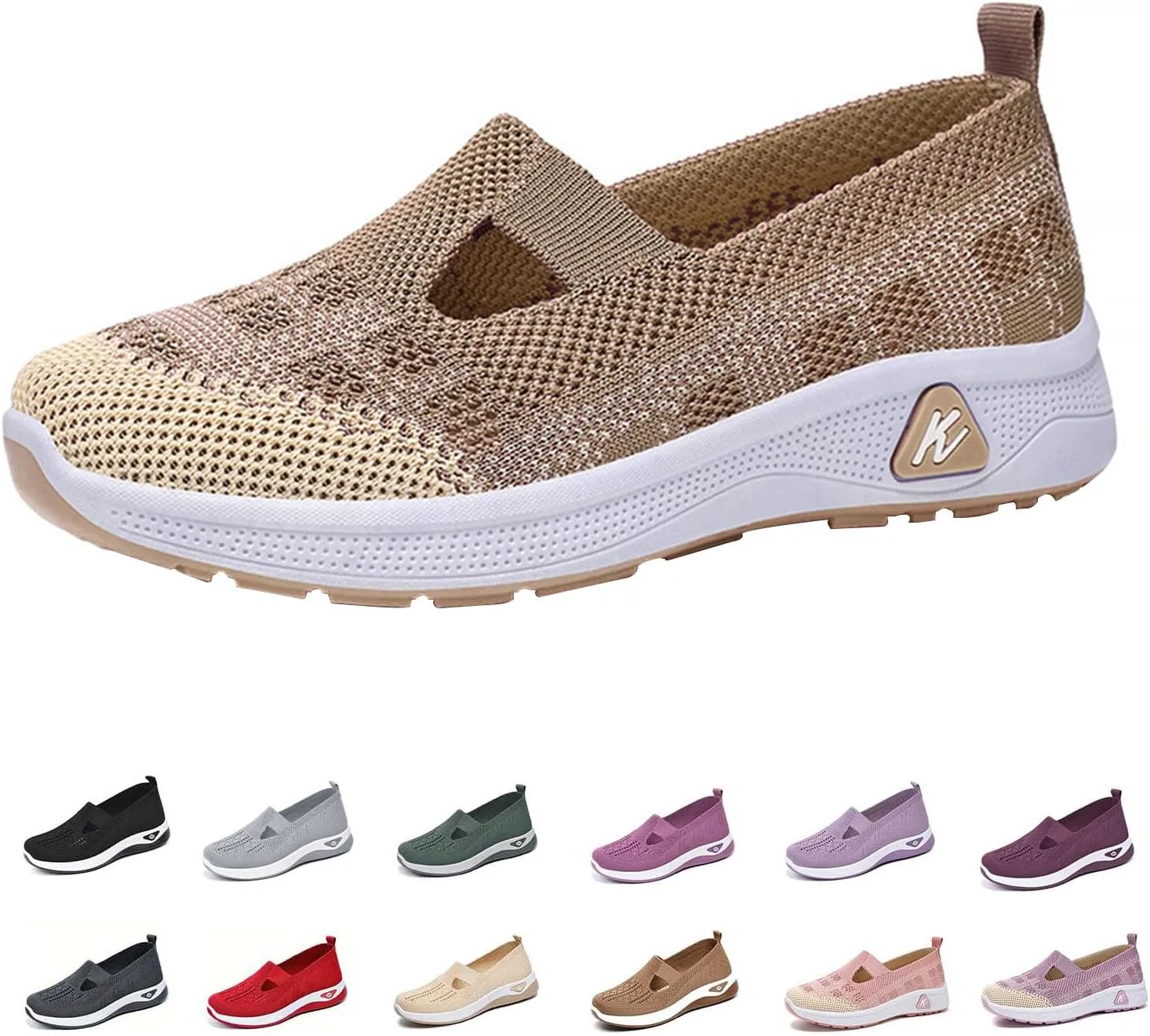 Womens Woven Orthopedic Walking Shoes, Women's Comfortable Mesh Breathable Soft Slip-on Arch Support Sports Sneakers