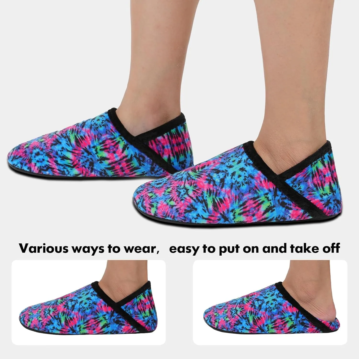 XIHALOOK House Slippers for Women Men Cozy Sock Shoes with Soft Rubber Sole Slip On for Indoor/Outdoor