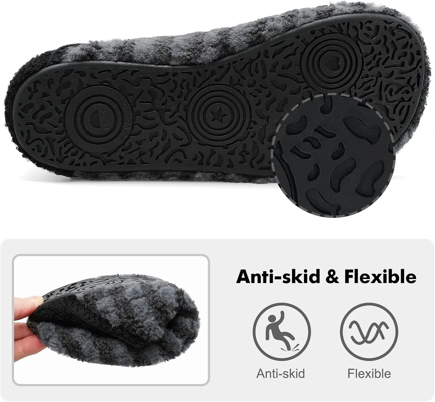 XIHALOOK House Slippers for Women Men Cozy Sock Shoes with Soft Rubber Sole Slip On for Indoor/Outdoor