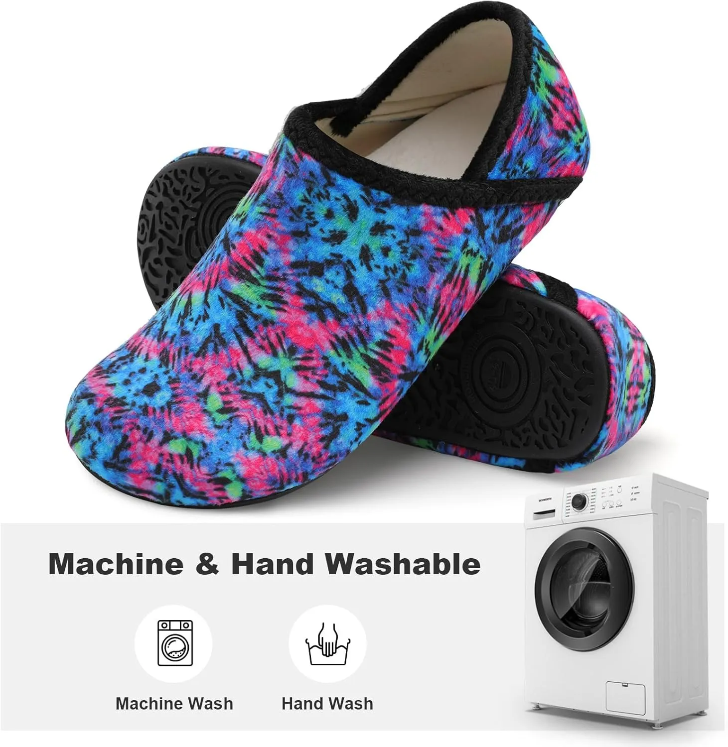 XIHALOOK House Slippers for Women Men Cozy Sock Shoes with Soft Rubber Sole Slip On for Indoor/Outdoor