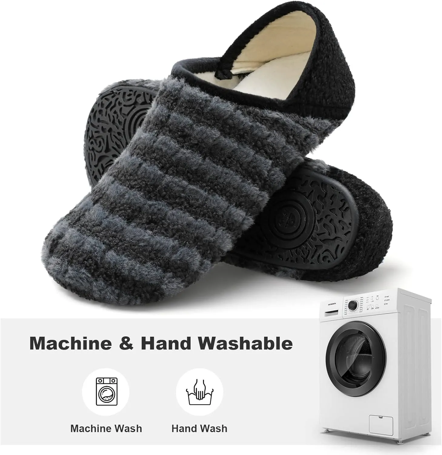 XIHALOOK House Slippers for Women Men Cozy Sock Shoes with Soft Rubber Sole Slip On for Indoor/Outdoor